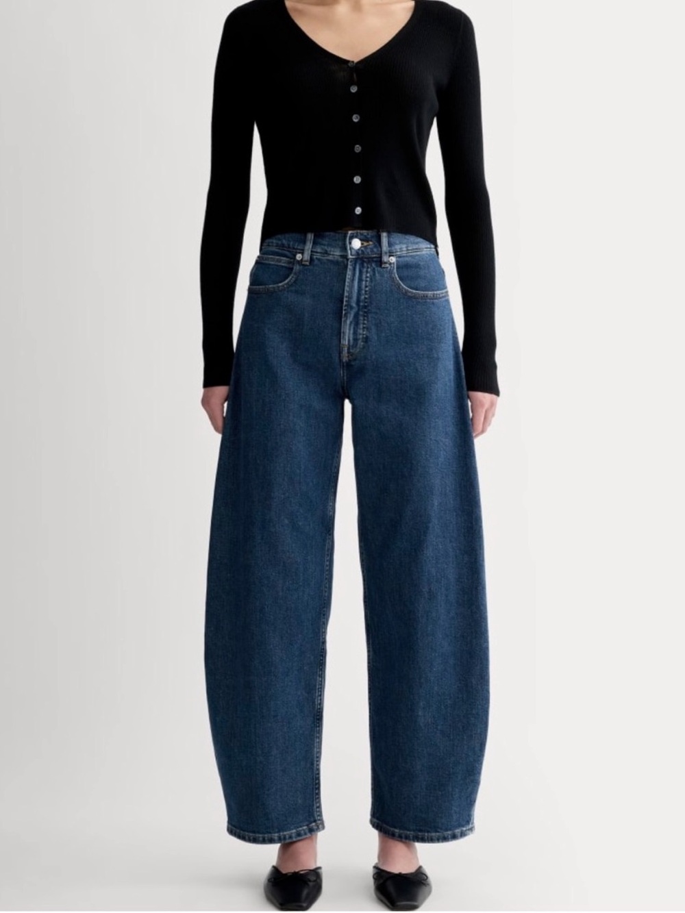 Everlane The Way High Curve Jean Barrel Leg Jeans Dark Wash 28 Long $148